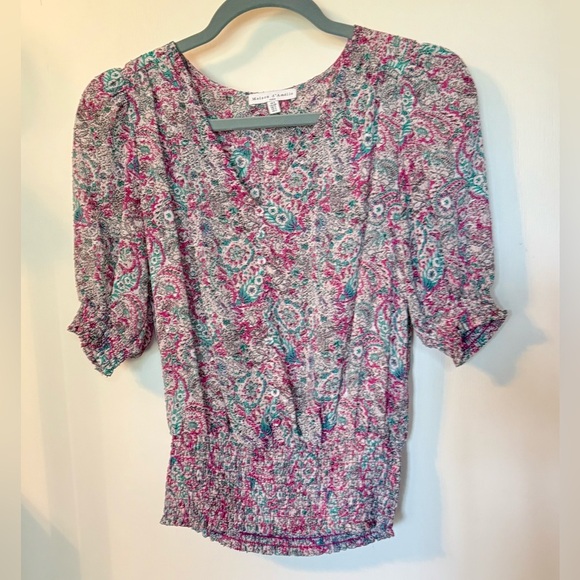 Madison d’ Amelie Anthropologie Floral Paisley Smocked Blouse Top- Size Small - Picture 2 of 7